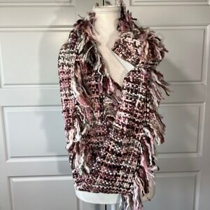 Eco Rising Tide Scarf Fringe Woven Recycled Acrylic Boho Chic Wrap